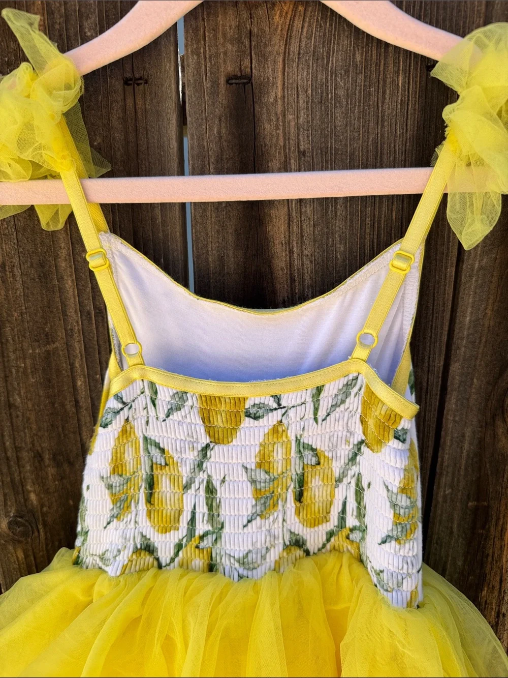 Posh Peanut Limoncello Tulle Smocked Dress
